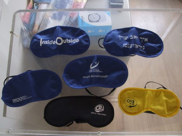 Examples of logo printing on blindfolds